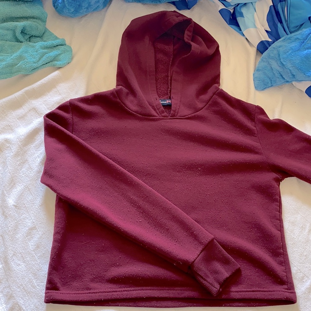 Crop top- sweater with hood.
